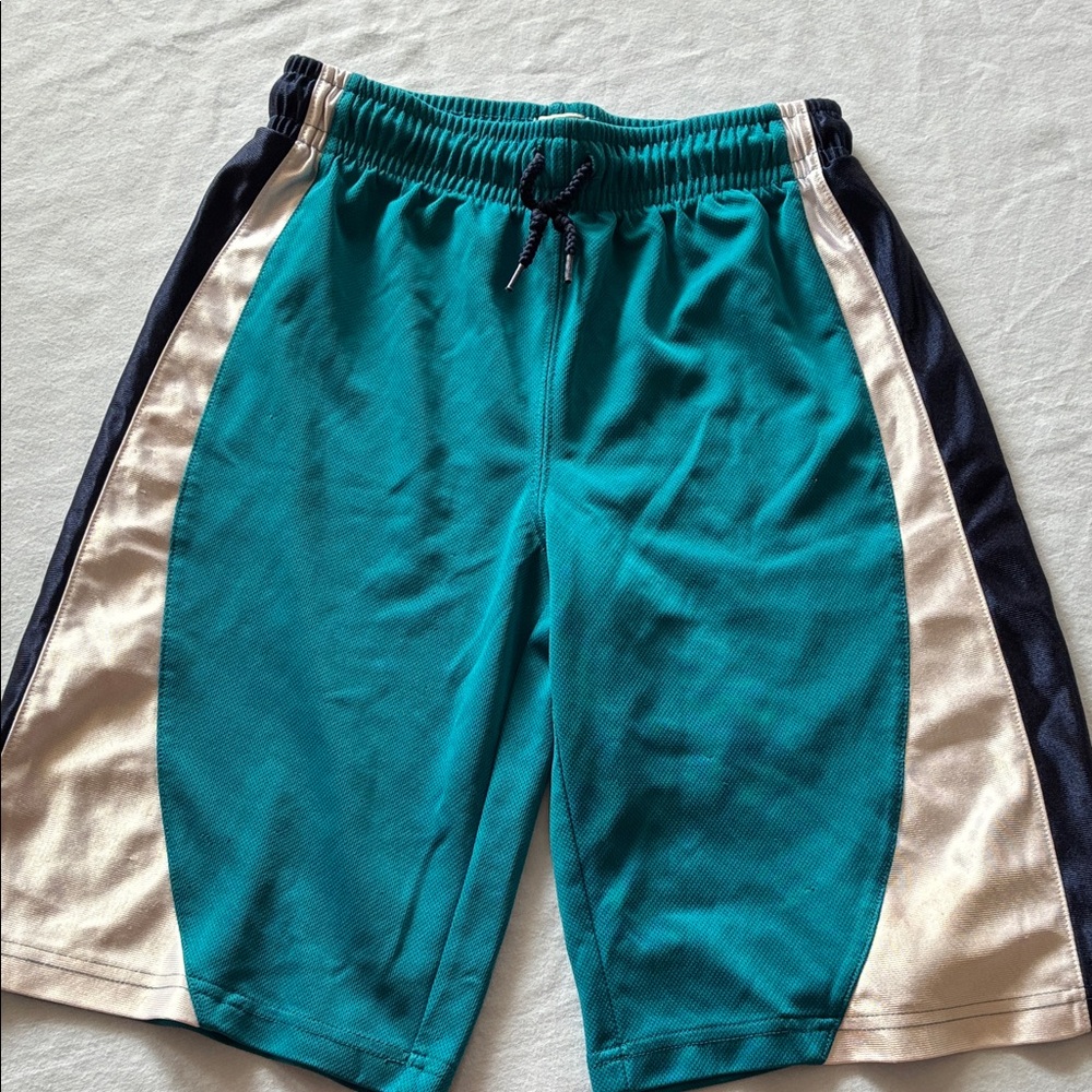 Place Teal Athletic Shorts with Cream and Navy Panels Boys Size 10